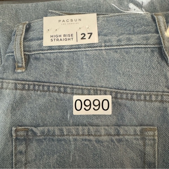 PacSun Light Blue Ripped High Waisted Straight Leg Jeans - Picture 10 of 10
